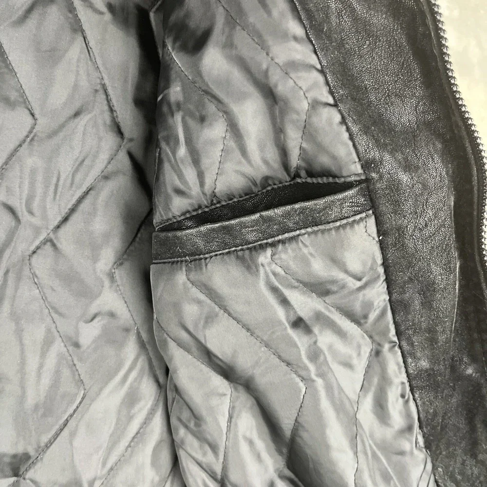 Buckle‎ Faux Suede Jacket Men's Small Black Distressed Zip Biker Piping Details